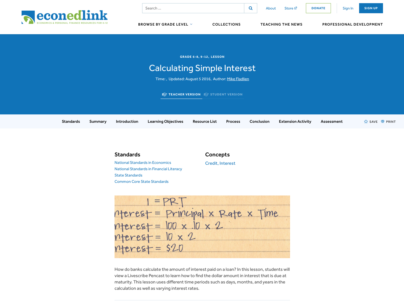 Calculating Simple Interest Lesson Plan