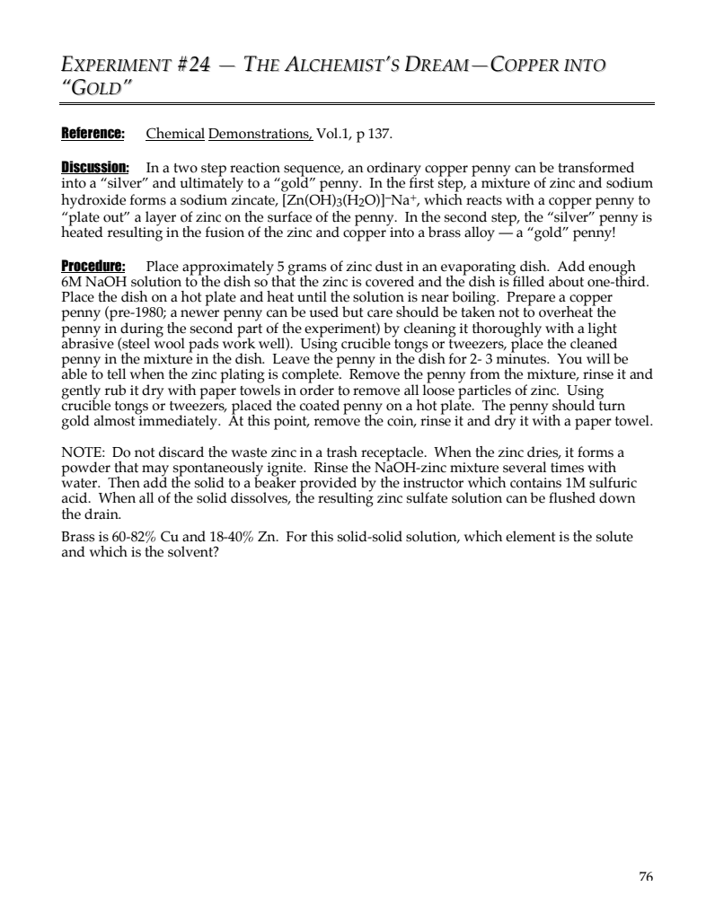 The Alchemist's Dream – Copper into "Gold" Lab Resource