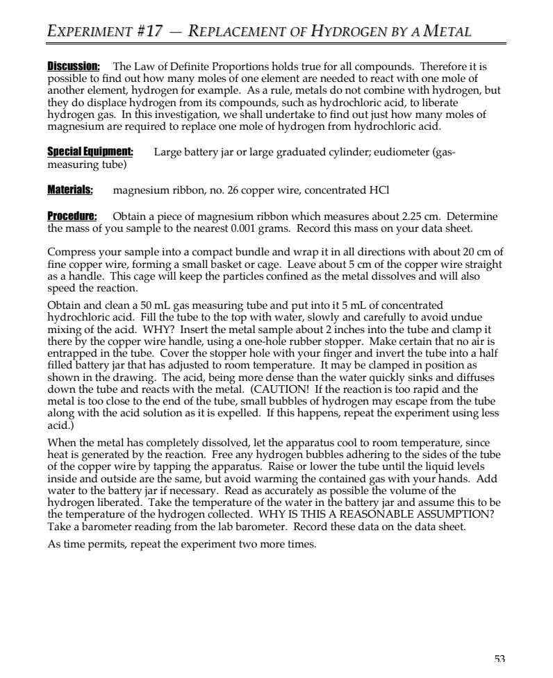 Replacement of Hydrogen by a Metal Lab Resource