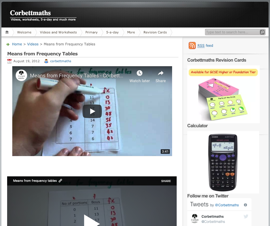 Means from Frequency Tables Instructional Video