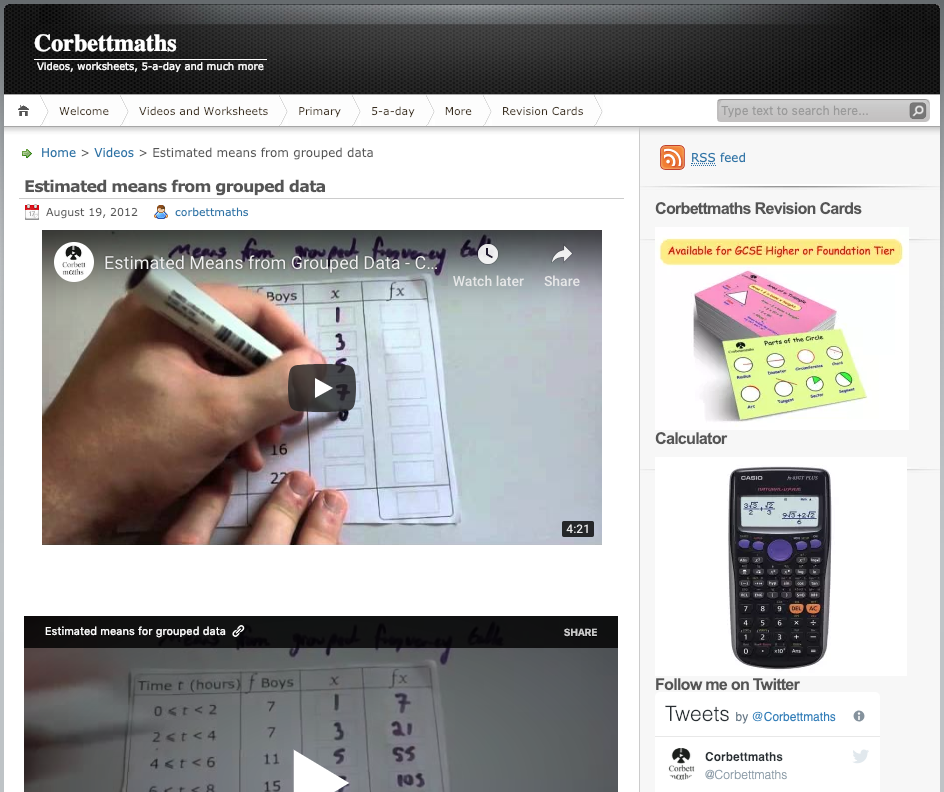 Estimated Means from Grouped Data Instructional Video