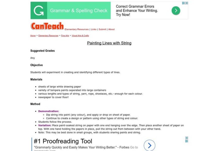 Painting Lines With String Lesson Plan