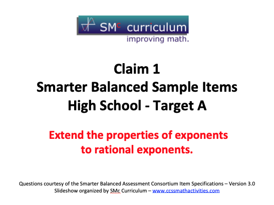 Smarter Balanced Sample Items: High School Math – Target A Assessment