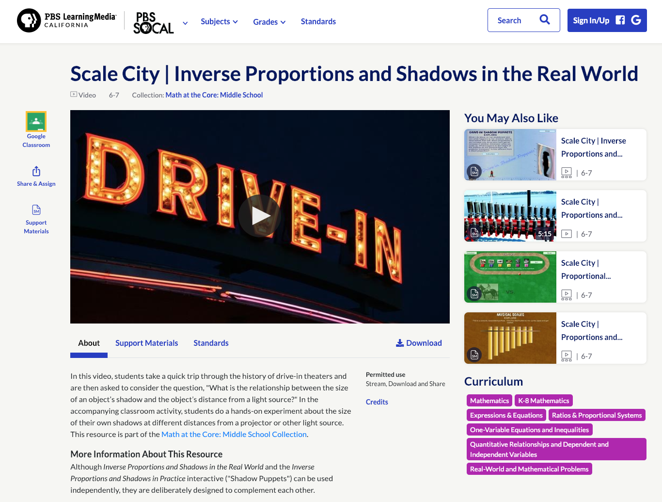 Scale City — Inverse Proportions and Shadows in the Real World Activity