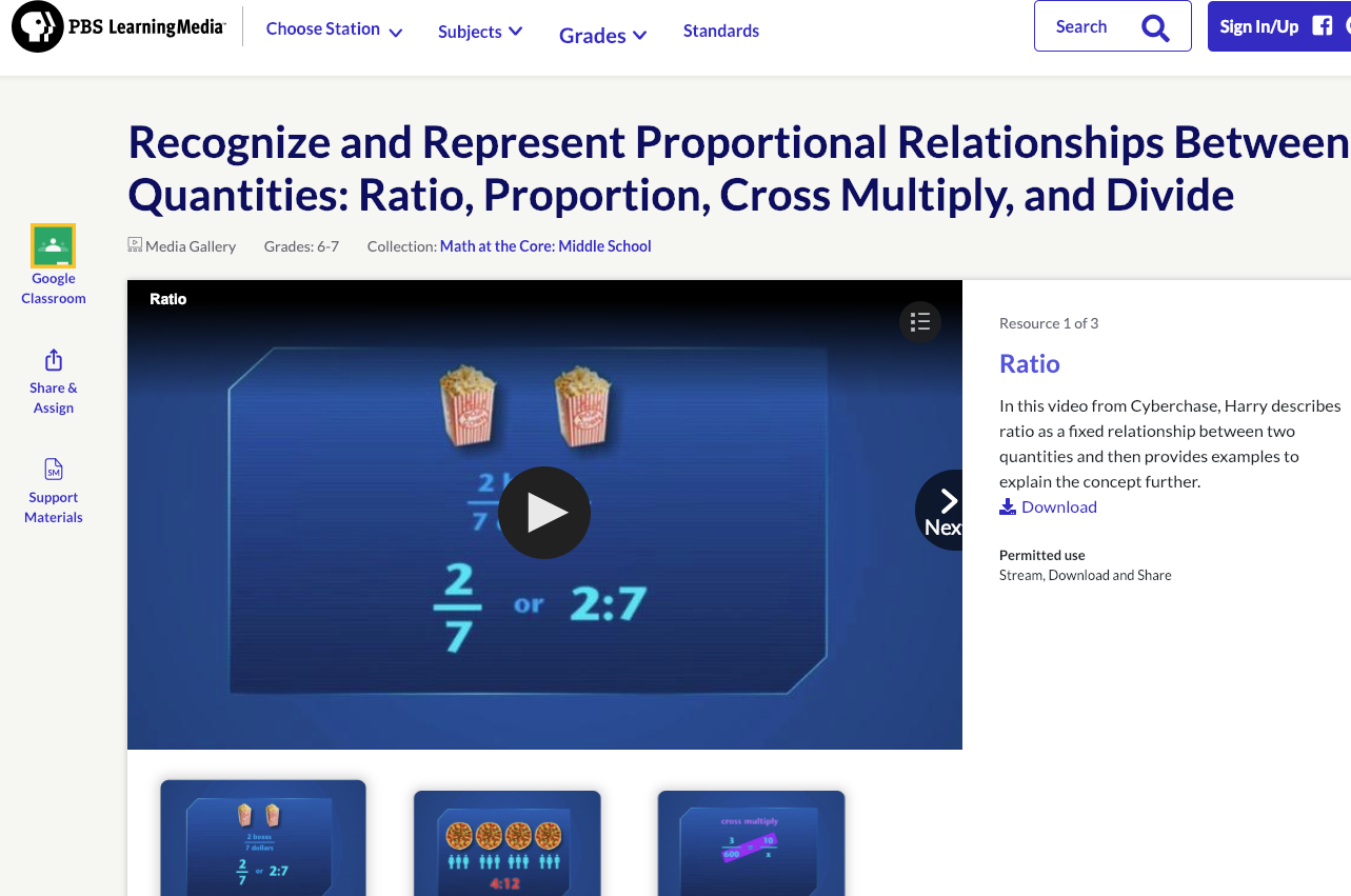 Recognize and Represent Proportional Relationships between Quantities: Ratio, Proportion, Cross Multiply, and Divide Instructional Video