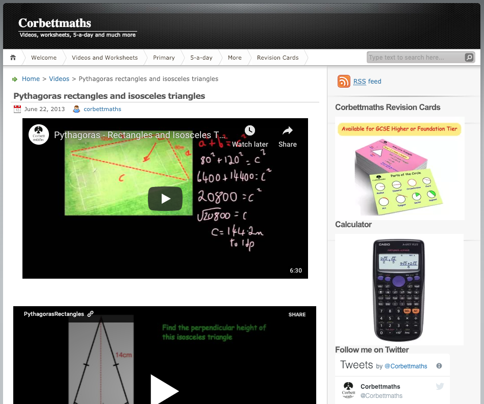 Pythagoras Rectangles and Isosceles Triangles Instructional Video