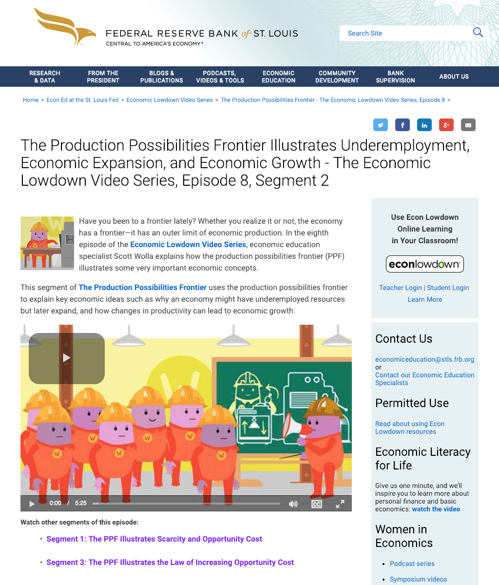 Episode 8, Segment 2: The PPF Illustrates Underemployment, Economic Expansion, and Economic Growth Instructional Video