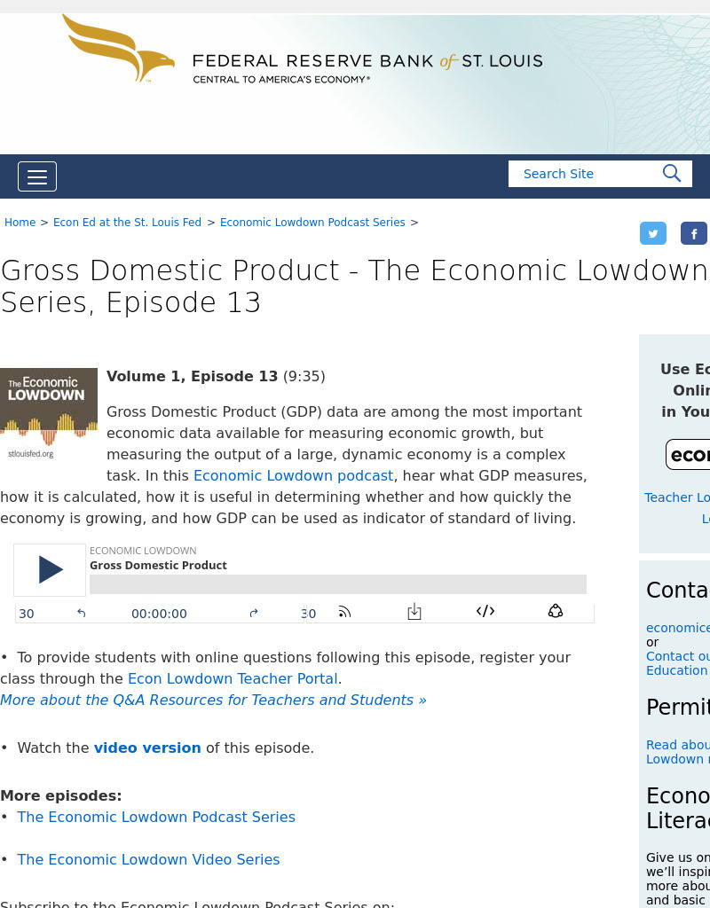 Episode 13: Gross Domestic Product (GDP) Podcast