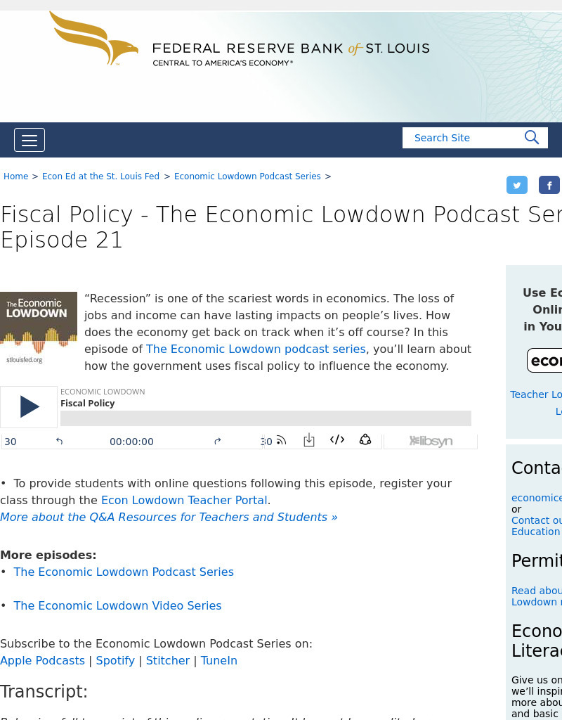 Episode 21: Fiscal Policy Podcast