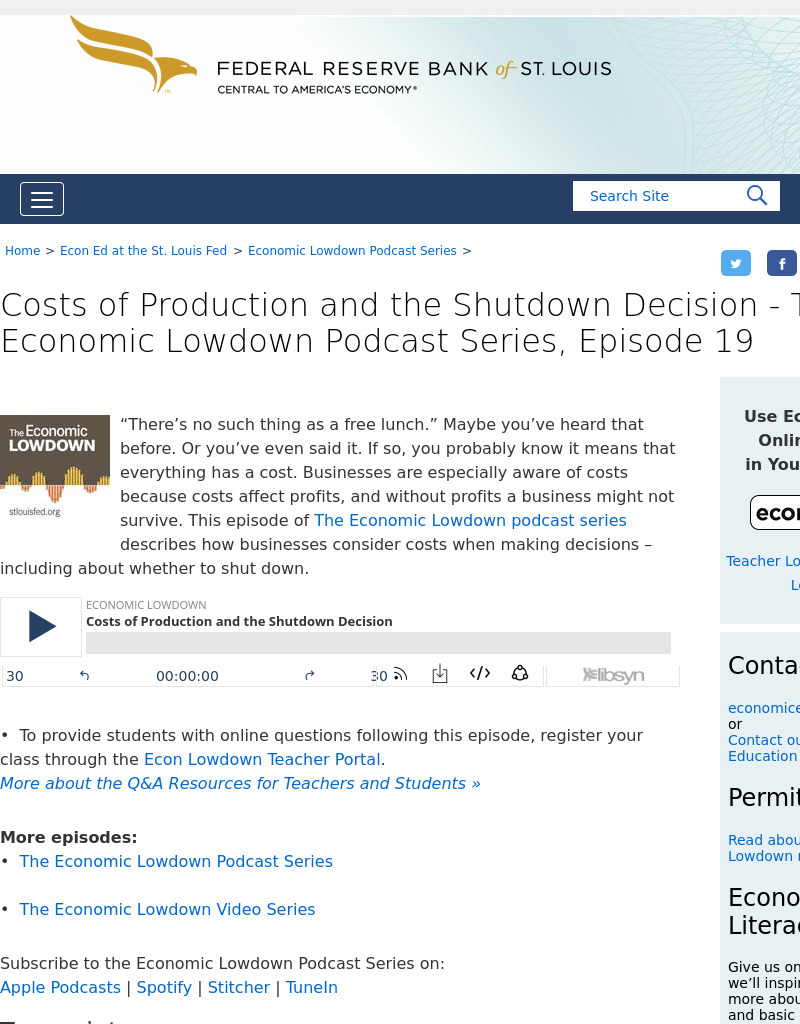 Episode 19: Costs of Production and the Shutdown Decision Podcast
