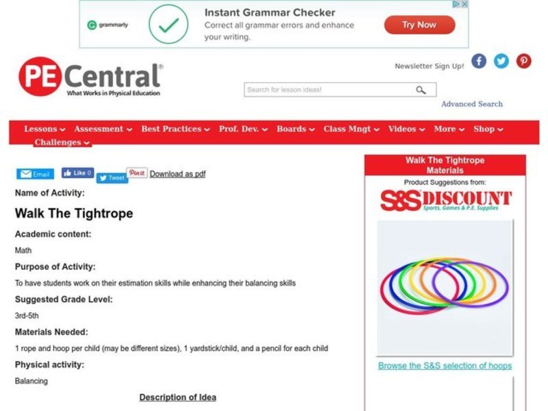 Walk The Tightrope Lesson Plan