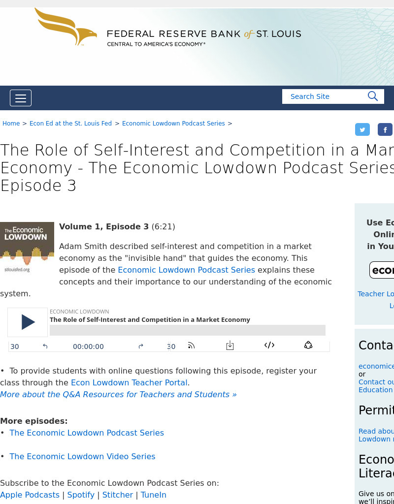 Episode 3: The Role of Self-Interest and Competition in a Market Economy Podcast