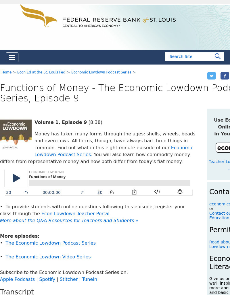 Episode 9: Functions of Money Podcast