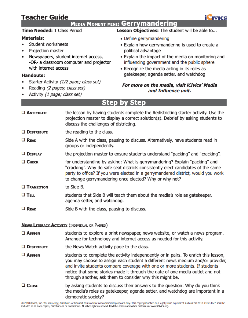 Mini-Lesson: Gerrymandering Lesson Plan