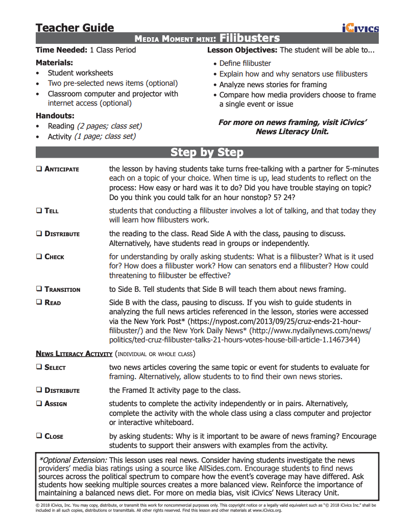 Mini-Lesson: Filibusters Lesson Plan