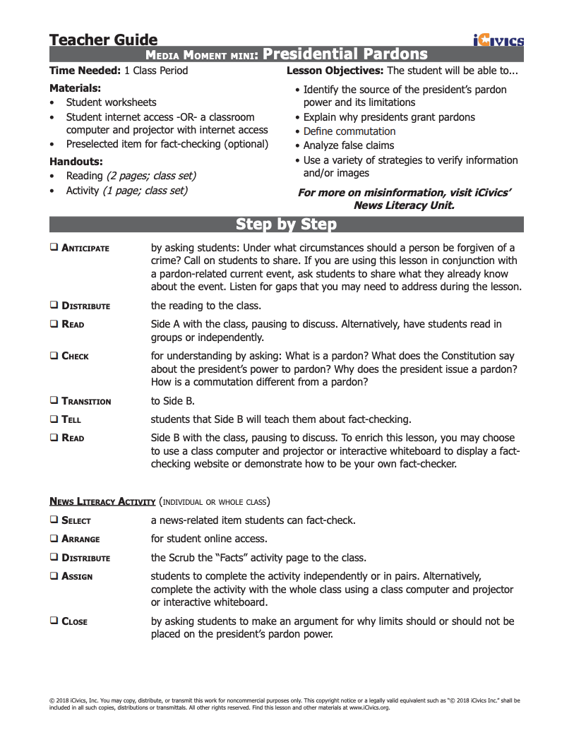 Mini-Lesson: Presidential Pardons Lesson Plan