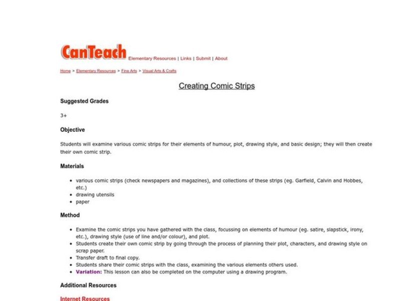 Creating a Comic Strip Lesson Plan