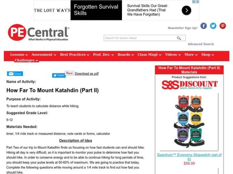 How Far To Mount Katahdin (Part II) Lesson Plan