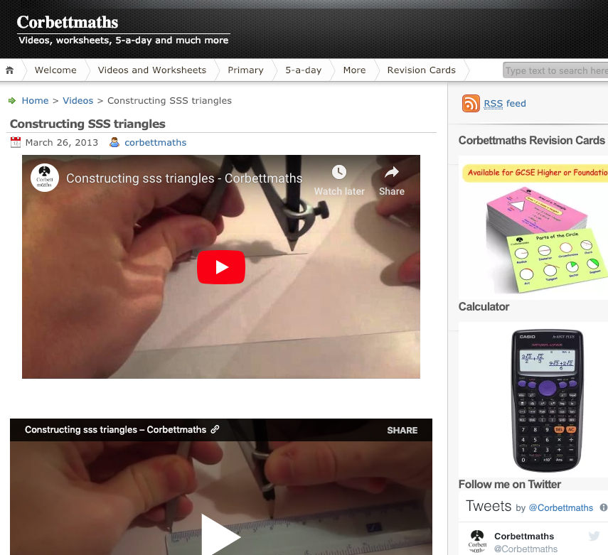 Constructing SSS Triangles Instructional Video