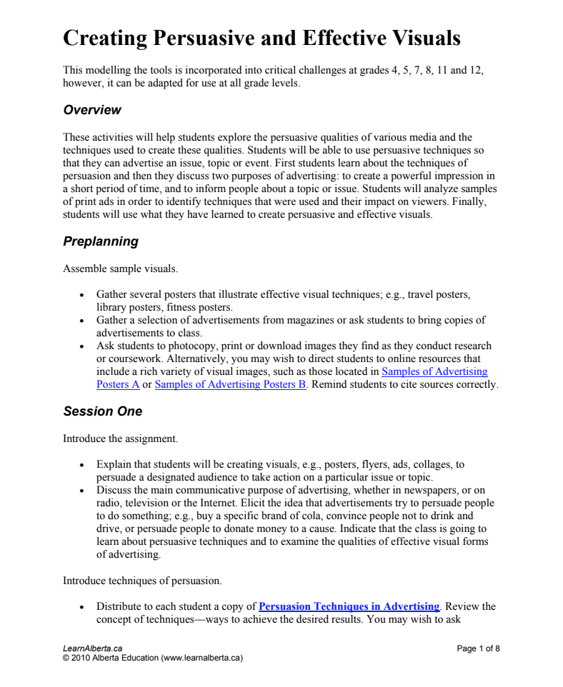 Creating Persuasive and Effective Visuals Activity