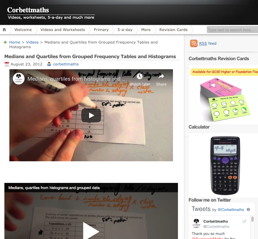 Medians and Quartiles from Grouped Frequency Tables and Histograms Instructional Video