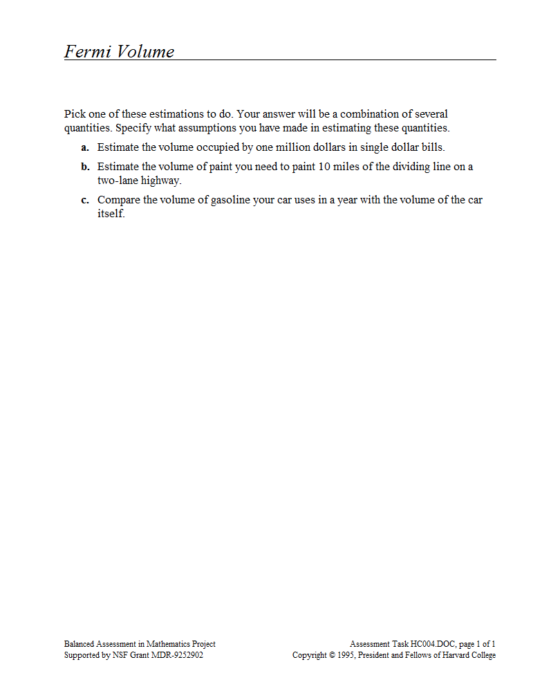 Fermi Volume Assessment