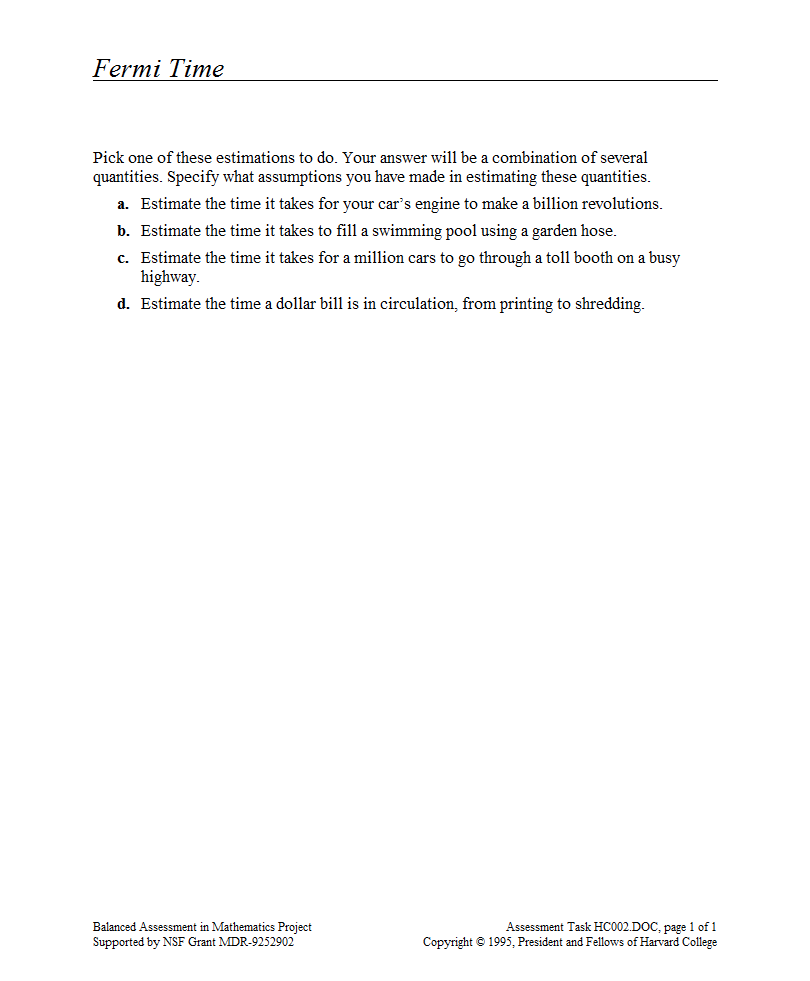 Fermi Time Assessment