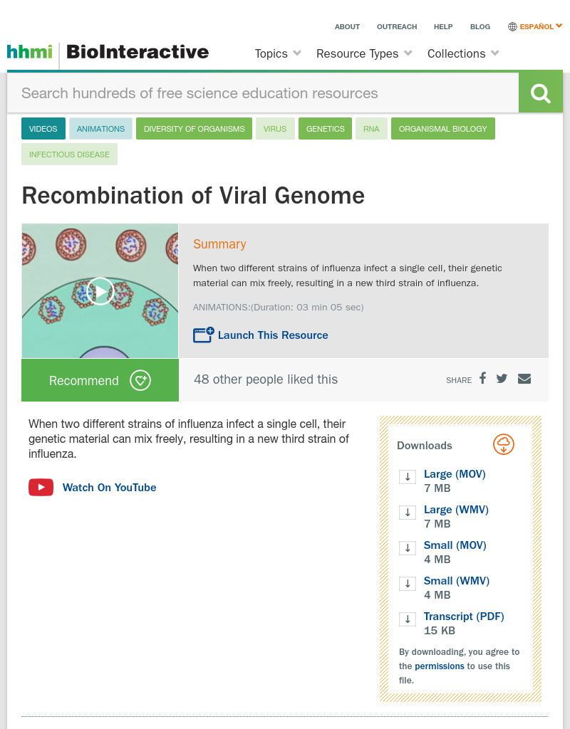 Recombination of Viral Genome Instructional Video