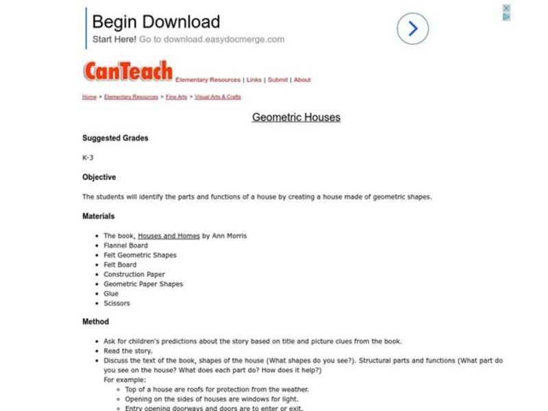 Geometric Houses Lesson Plan