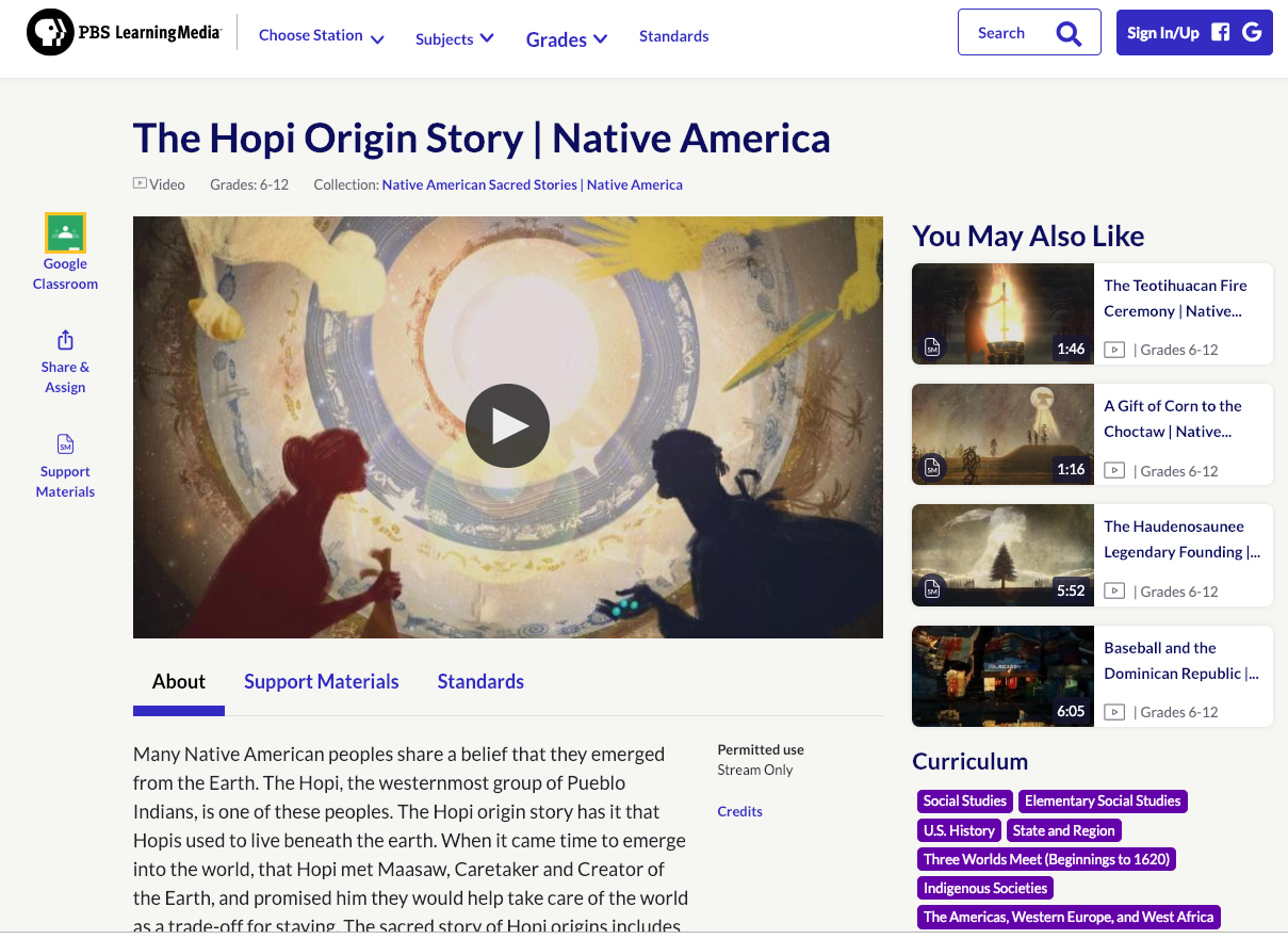 The Hopi Origin Story Instructional Video