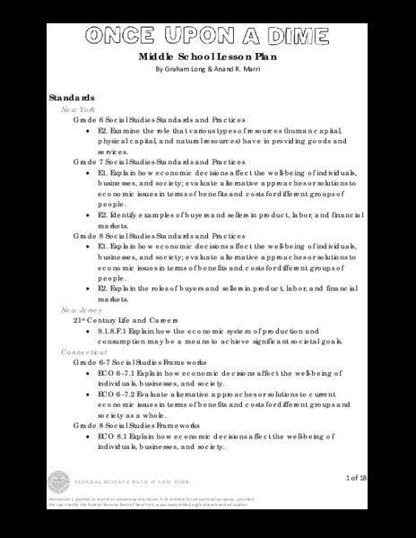 Once Upon a Dime: Middle School Lesson Plan Lesson Plan