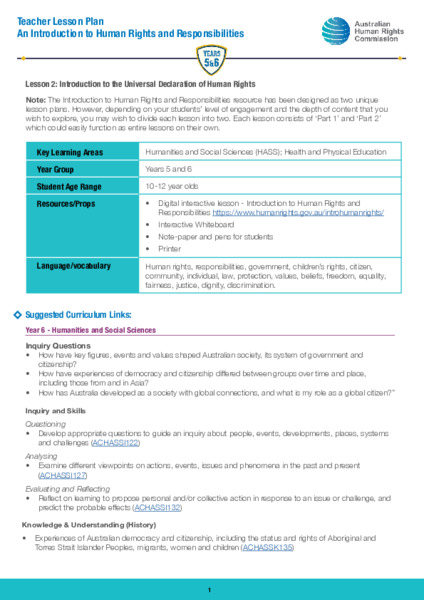 Introduction to the Universal Declaration of Human Rights Lesson Plan