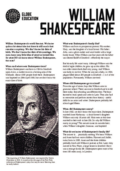 Fact Sheet: Shakespeare Handout