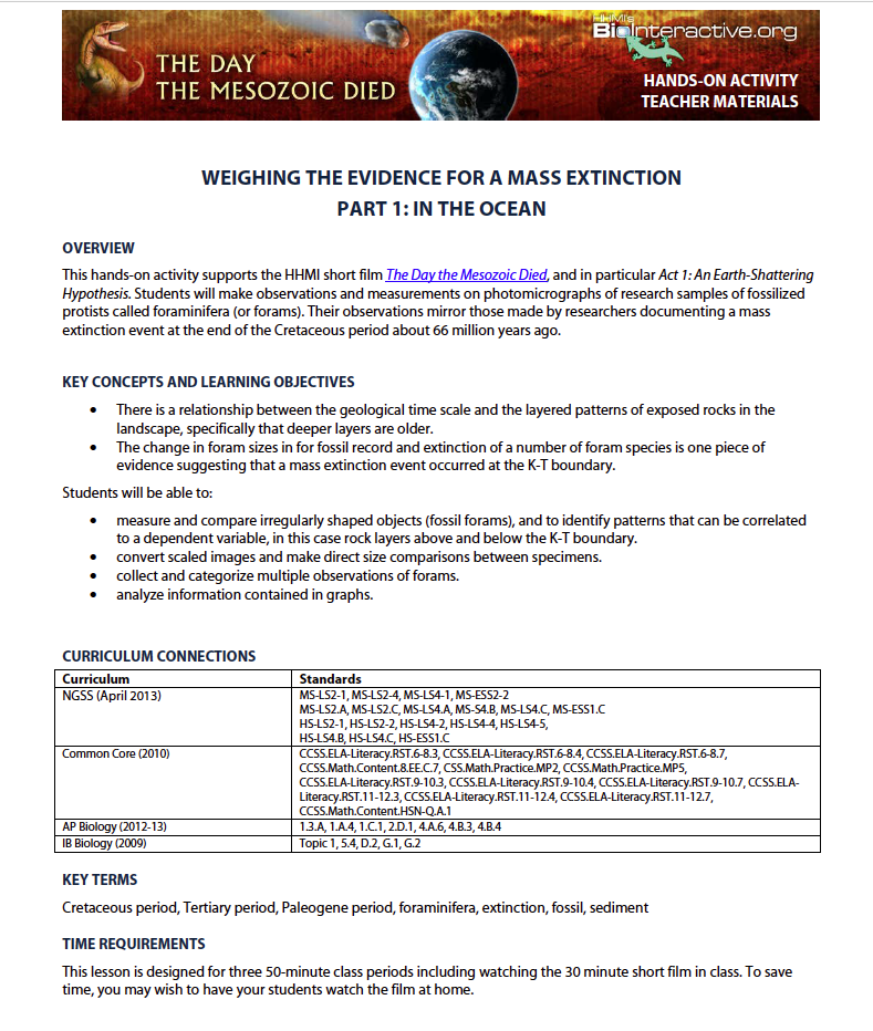 Weighing the Evidence for a Mass Extinction: Part 1 – In the Ocean Activity