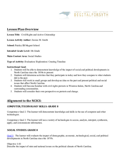 Civil Rights and Active Citizenship Lesson Plan