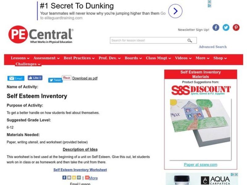 Self Esteem Inventory Lesson Plan