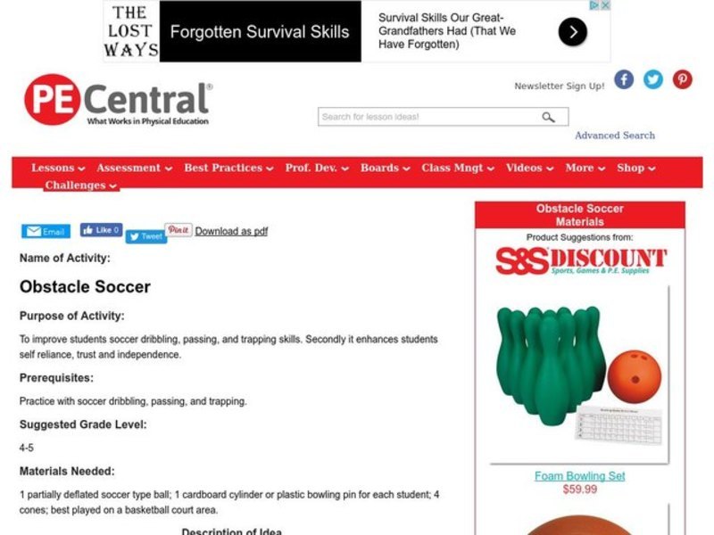 Obstacle Soccer Lesson Plan