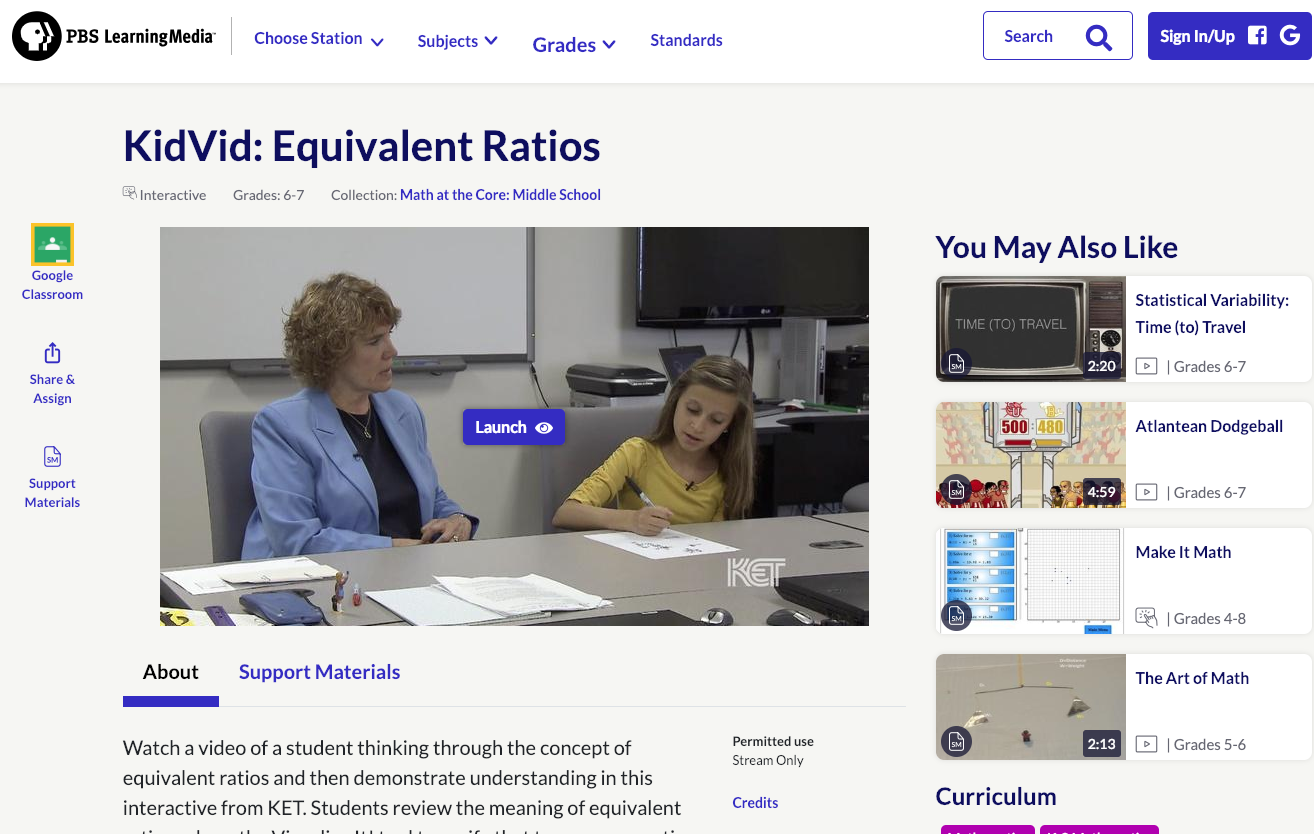 KidVid: Equivalent Ratios Interactive
