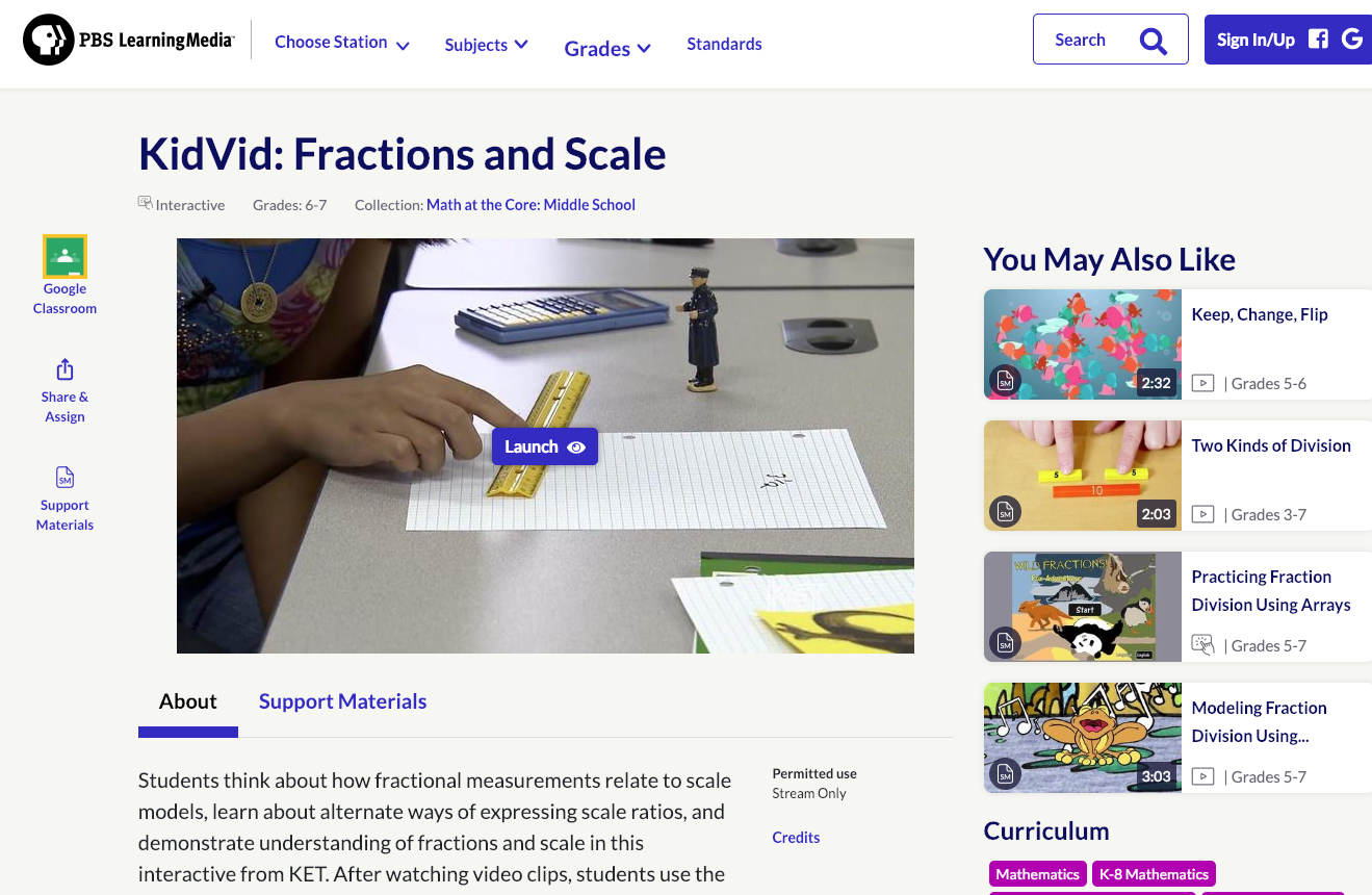 KidVid: Fractions and Scale Interactive