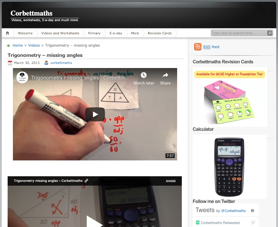 Trigonometry – Missing Angles Instructional Video