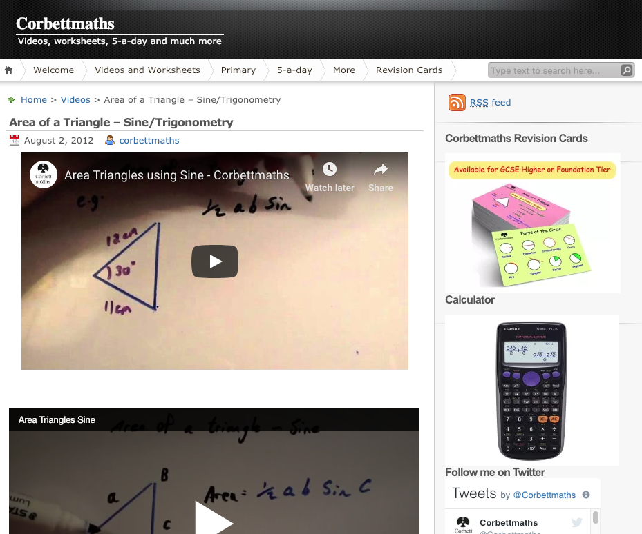 Area of a Triangle – Sine/Trigonometry Instructional Video