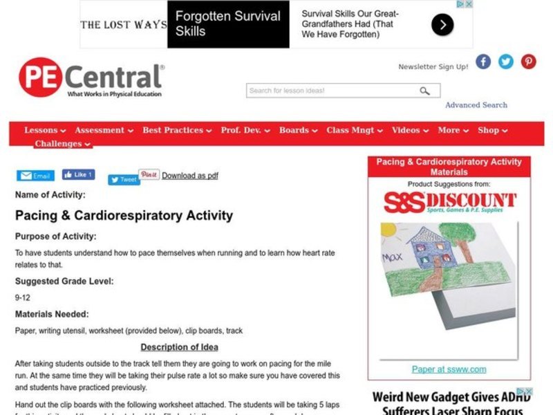 Pacing & Cardiorespiratory Activity Lesson Plan