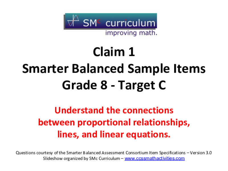Smarter Balanced Sample Items: 8th Grade Math – Target C Assessment
