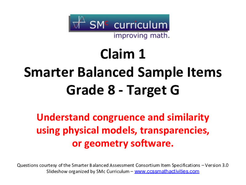 Smarter Balanced Sample Items: 8th Grade Math – Target G Assessment