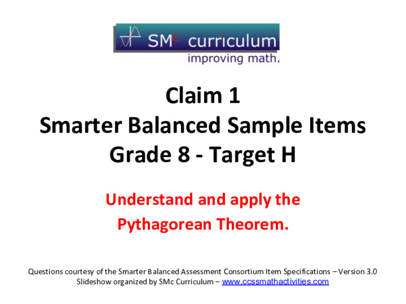 Smarter Balanced Sample Items: 8th Grade Math – Target H Assessment