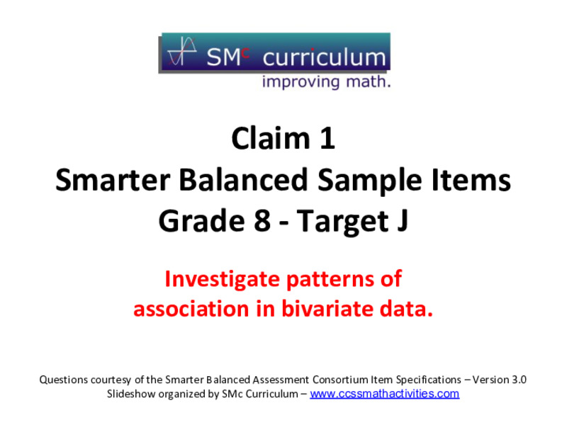 Smarter Balanced Sample Items: 8th Grade Math – Target J Assessment