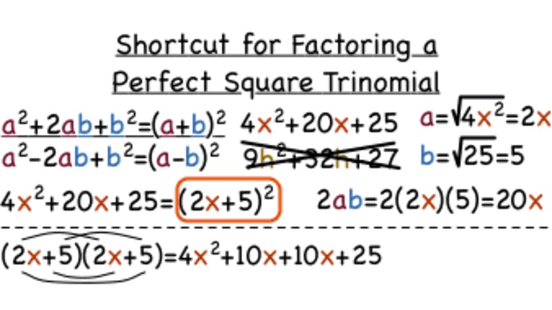 How Do You Use a Shortcut to Factor a Perfect Square Trinomial? Instructional Video