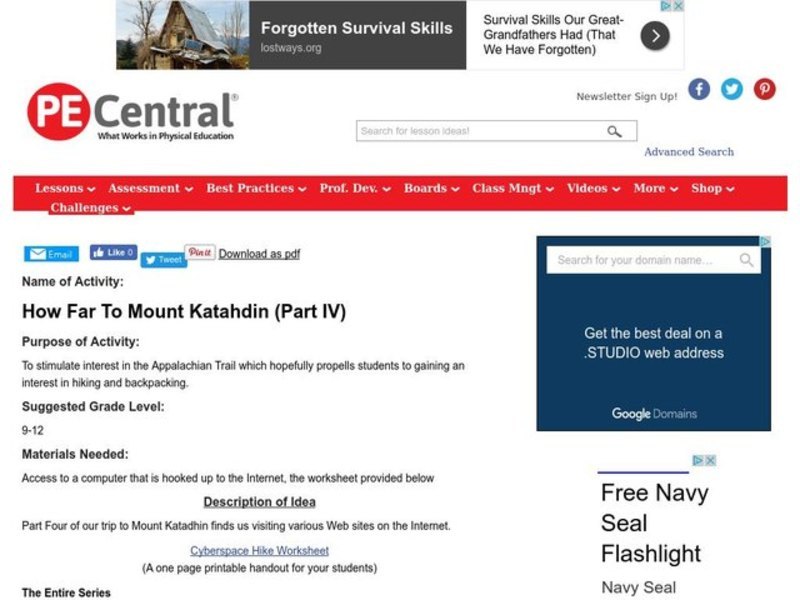 How Far To Mount Katahdin (Part IV) Lesson Plan