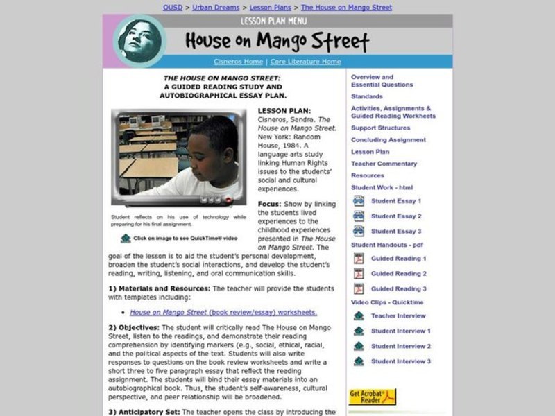 House on Mango Street Lesson Plan