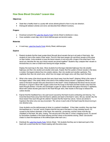 How Does Blood Circulate? Lesson Plan